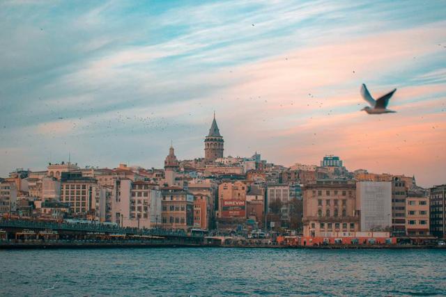 View from Black Sea the buildings in Istanbul